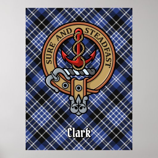 Clan Clark Crest over Tartan Poster (Voorkant)