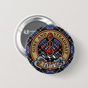 Clan Clark Crest over Tartan Ronde Button 5,7 Cm