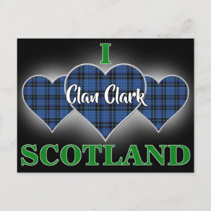Clan Clark I Love Scotland Tartan Heart Briefkaart
