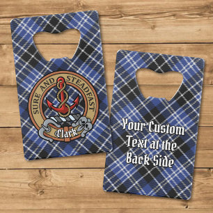 Clan Clark Wapenschild over tartan Kredietkaart Flessenopener