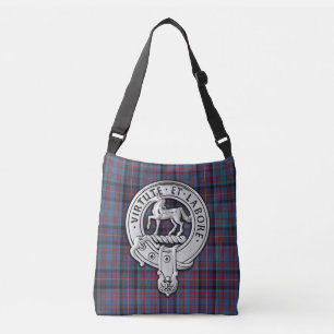 Clan Cochrane Crest & Azure Tartan Crossbody Tas