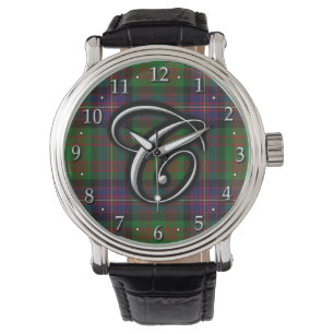 Clan Cochrane Letter C Monogram Tartan Horloge