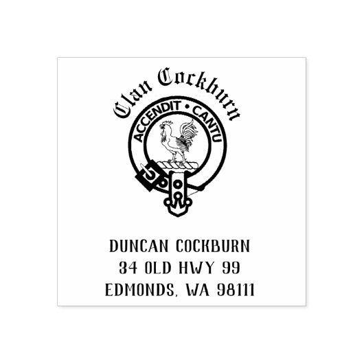 Clan Cockburn Crest Badge Rubberstempel (Afrduk)
