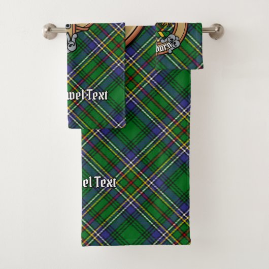 Clan Cockburn Crest over Tartan Bad Handdoek (Insitu)