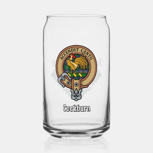 Clan Cockburn Crest over Tartan Blikvorm Glas (Voorkant)