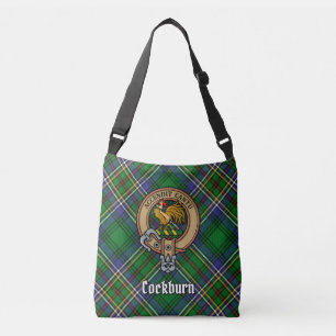 Clan Cockburn Crest over Tartan Crossbody Tas