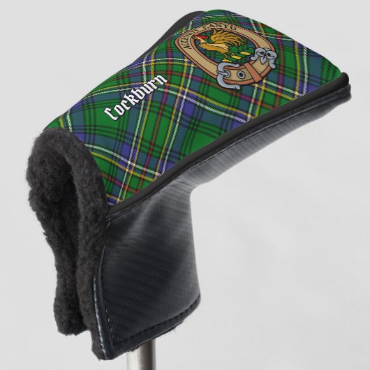 Clan Cockburn Crest over Tartan Golfheadcover (3/4 voorkant)