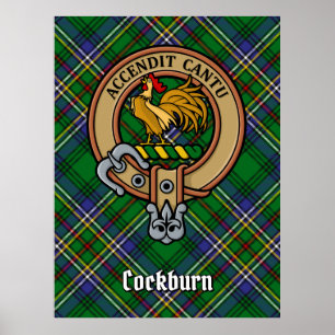 Clan Cockburn Crest over Tartan Poster