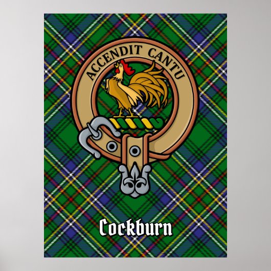 Clan Cockburn Crest over Tartan Poster (Voorkant)