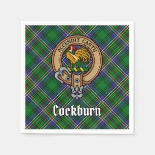 Clan Cockburn Crest over Tartan Servet