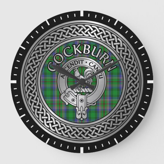 Clan Cockburn Crest & Tartan Knot Grote Klok (Voorkant)
