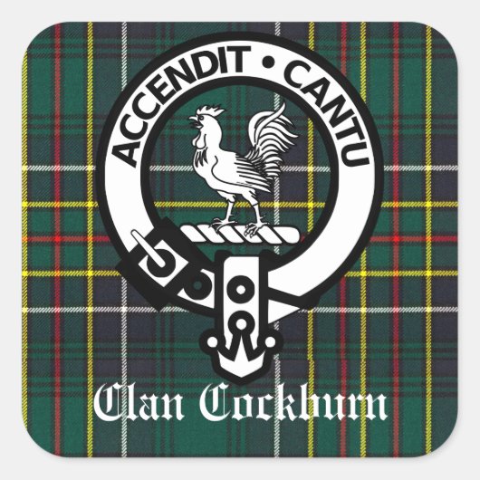 Clan Cockburn Crest & Tartan  Vierkante Sticker (Voorkant)