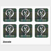Clan Cockburn Crest & Tartan  Vierkante Sticker (Vel)