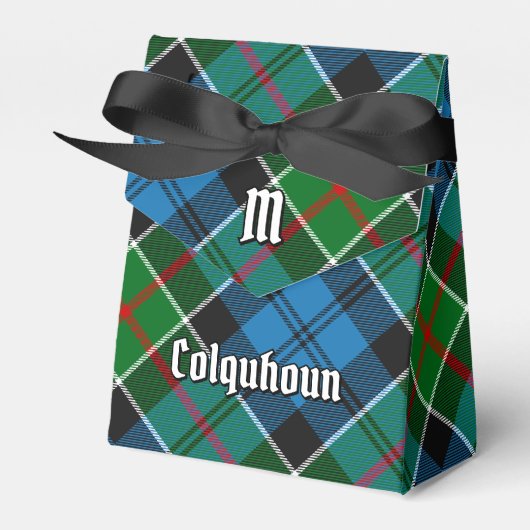 Clan Colquhoun Crest over Tartan Bedankdoosjes (Voorkant Zijde)