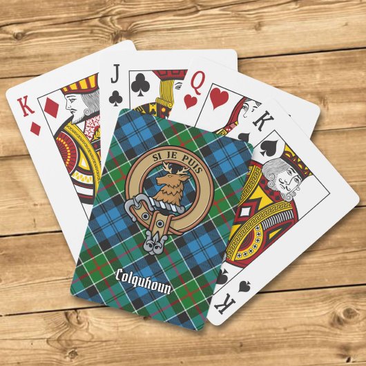Clan Colquhoun Crest over Tartan Pokerkaarten