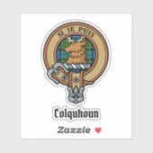 Clan Colquhoun Crest over Tartan Sticker (Vel)