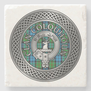 Clan Colquhoun Crest & Tartan Knot Stenen Onderzetter