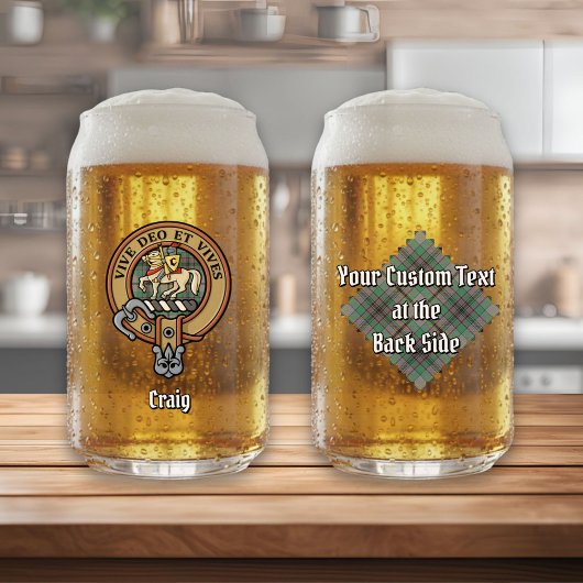 Clan Craig Crest over Tartan Blikvorm Glas