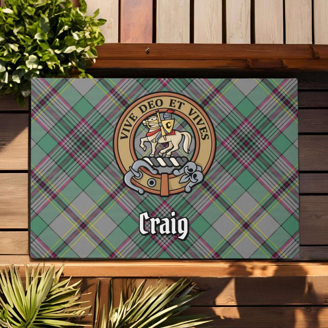 Clan Craig Crest over Tartan Deurmat (Creator heeft geüpload)