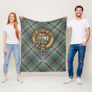 Clan Craig Crest over Tartan Fleece Deken