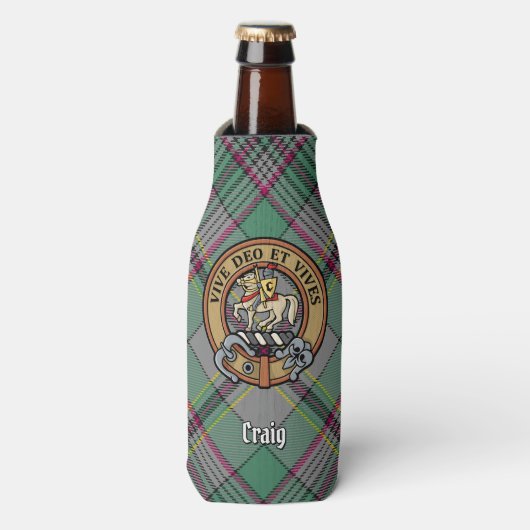 Clan Craig Crest over Tartan Flesjeskoeler (Fles Voorkant)