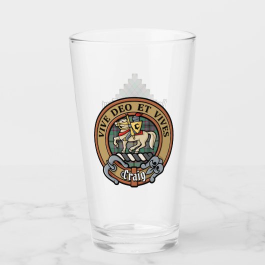 Clan Craig Crest over Tartan Glas (Voorkant)