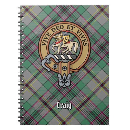 Clan Craig Crest over Tartan Notitieboek (Voorkant)