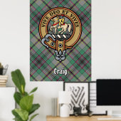 Clan Craig Crest over Tartan Poster (Thuiskantoor)