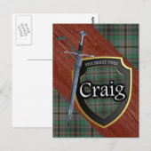 Clan Craig Tartan Sword & Shield Briefkaart (Voorkant / Achterkant)