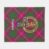 Clan Crawford Crest over Tartan Fleece Deken (Voorkant (Horizontaal))