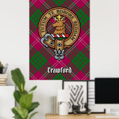 Clan Crawford Crest over Tartan Poster (Thuiskantoor)