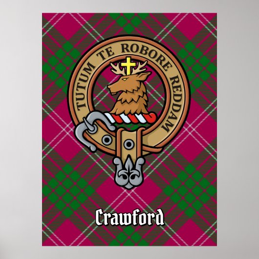 Clan Crawford Crest over Tartan Poster (Voorkant)