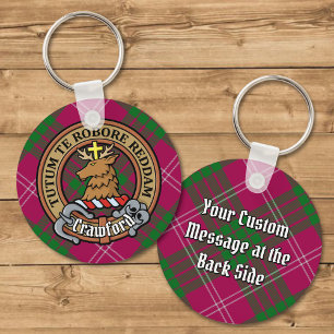 Clan Crawford Crest over Tartan Sleutelhanger