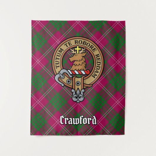 Clan Crawford Crest over Tartan Wandkleed (Voorkant)