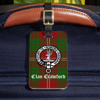 Clan Crawford Crest Tartan Bagagelabel