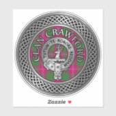 Clan Crawford Crest & Tartan Knot Sticker (Vel)