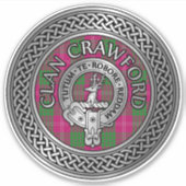 Clan Crawford Crest & Tartan Knot Sticker (Voorkant)