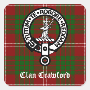 Clan Crawford Crest Tartan Vierkante Sticker