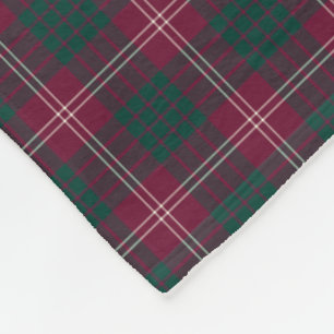 Clan Crawford Donkerrood en Groene Tartan Fleece Deken