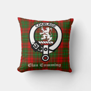 Clan Cumming Crest Badge en tartan Kussen