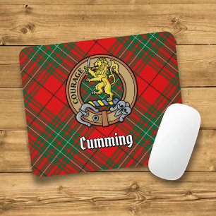 Clan Cumming Crest over Tartan Muismat