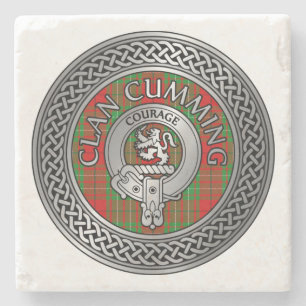 Clan Cumming Crest & Tartan Knot Stone Onderzetter