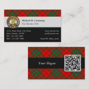 Clan Cumming Wapen over tartan Visitekaartje