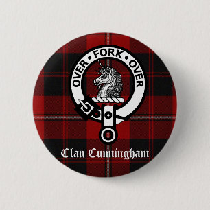 Clan Cunningham Badge & Tartan Ronde Button 5,7 Cm
