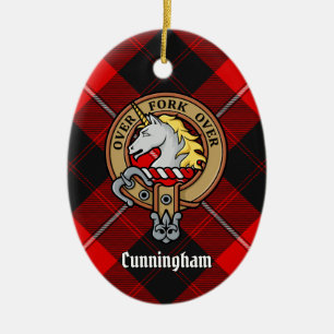 Clan Cunningham Crest over Tartan Keramisch Ornament