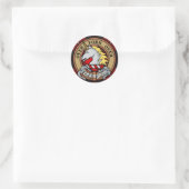 Clan Cunningham Crest over Tartan Ronde Sticker (Tas)