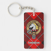 Clan Cunningham Crest over Tartan Sleutelhanger (Voorkant)