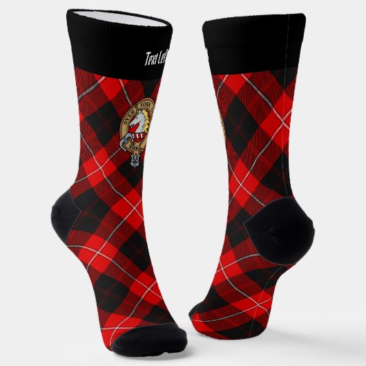 Clan Cunningham Crest over Tartan Sokken (Gebogen)