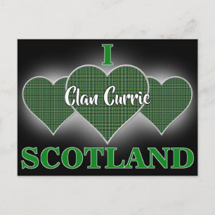 Clan Currie I Love Schotland Tartan Hart Briefkaart