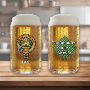 Clan Currie Lion Crest over Tartan Blikvorm Glas